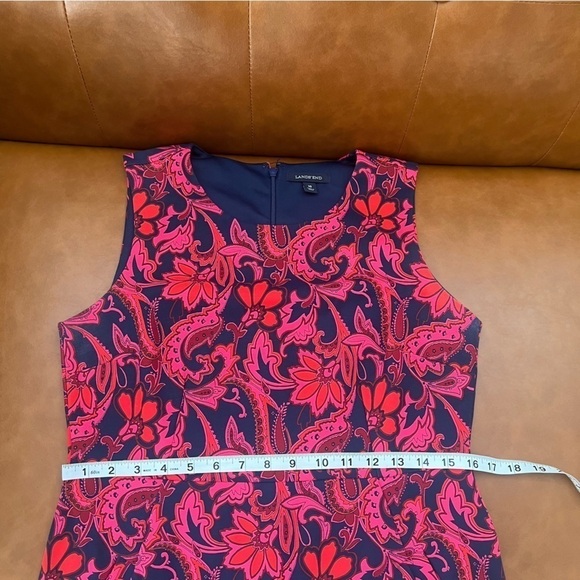 Lands End Women Sz 10 Sleeveless Ponte Knit Floral Sheath Dress Paisley Pockets - Picture 8 of 12